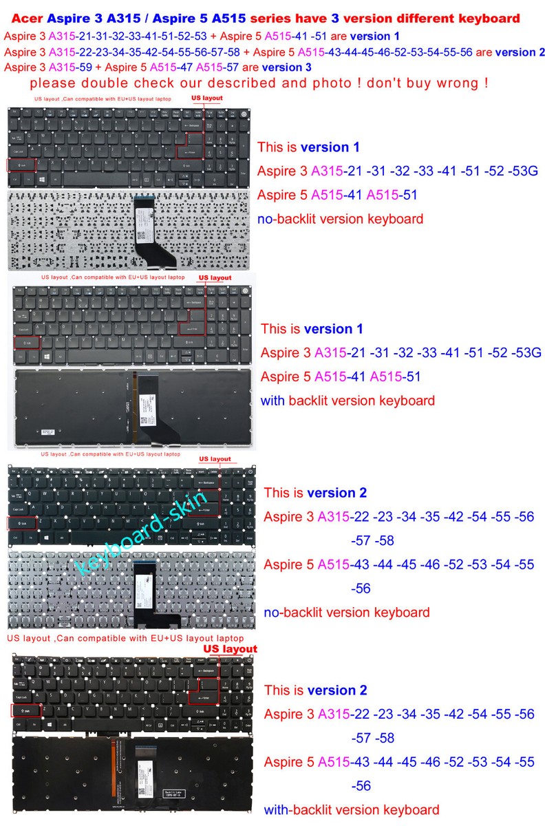 07195 Acer Aspire 5 N19C3 Ryzen 3 英語キー Amazon.com: KGIGIBE Replacement Backlit Keyboard for Acer