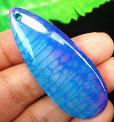 50x20x7mm Blue&Rose Dragon Veins Agate Teardrop Pendant Bead AD66079
