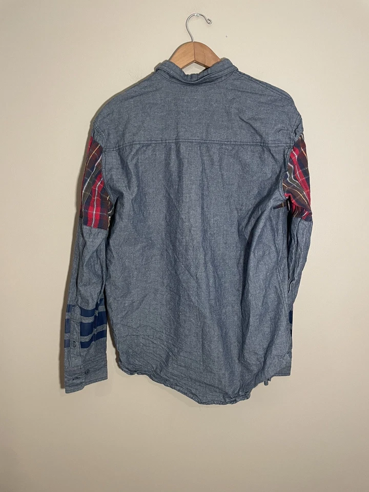 Camisa Staple Para Hombres Indigo Stormking Tejida con Botones Talla Grande Manga a Rayas Foto 4 de 4