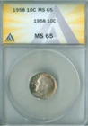 1958 ROOSEVELT DIME ANACS MS 65 (2228173)
