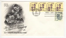 SSS: ArtCraft  FDC 1980  3.5c  Americana  Symphony   Line Strip    Sc# 1813
