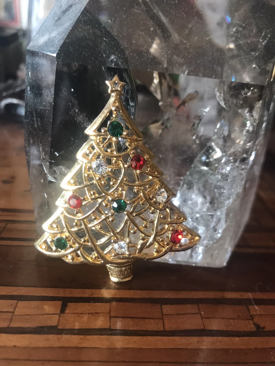 Spilla Natale, Spilla a forma di albero di Natale, Spilla festiva con