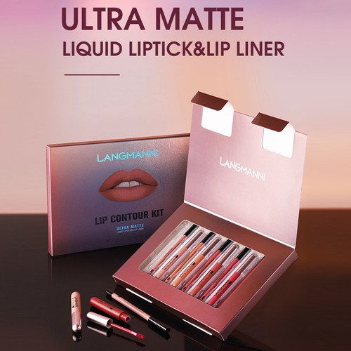 Matte Lip Gloss Lip Liner Combo 12pcs Set T9J1 - Picture 6 of 12