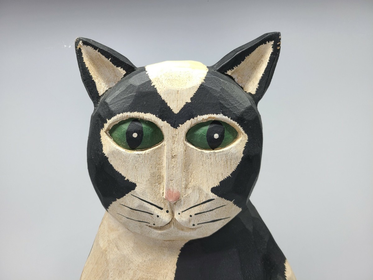 CARVED WOOD CAT THE BOYDS COLLECTION SIGNED J. Dudley Hand