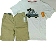 Gymboree Gap Boys 12 Top  Shorts Outfit Safari Tour Top  Khaki Shorts 2-PC NWT