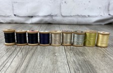 Lot of 9 Vintage Belding Corticelli Coats Star Talon Neutrals Wood Spool Thread