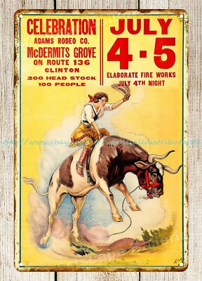 Cowgirl 1930s Western Rodeo Celebration metal tin sign man cave club wall decor
