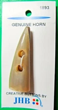 JHB 2" GENUINE HORN 2-HOLE TOGGLE STYLE BUTTON NOS CARD-J718