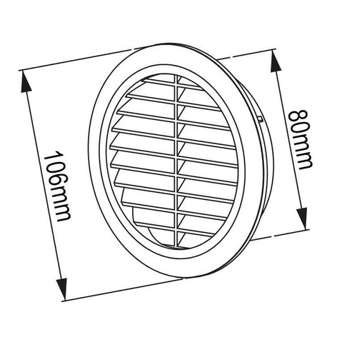 Rejilla de ventilación de persiana de aire redonda blanca 80 mm cubierta de tubo de ventilación T42 - Imagen 3 de 3