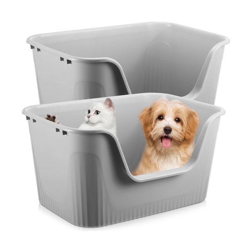 Hushee 2 Pcs Dog Litter Boxes High Sides 30.9 x 21.5 x 16.1'' Extra