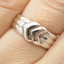925 Sterling Silver Vintage Ribbed Ring Size 5 3/4