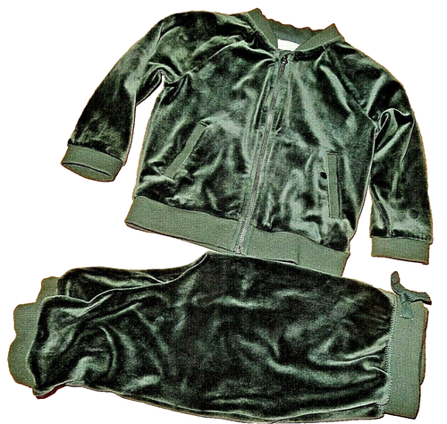 3H LN 18-24M GYMBOREE 2pc Green Velour Sweatsuit Set Sweatshirt Jacket & Pants