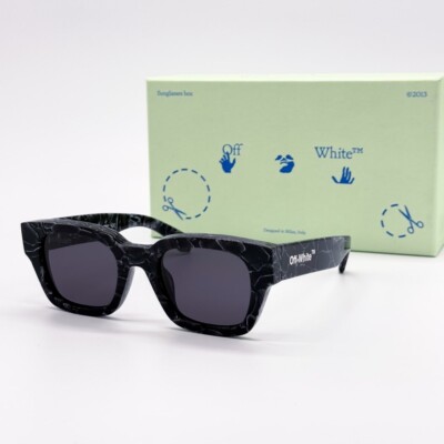 NEW OFF-WHITE ZURICH 107 BLACK MARBLE SUNGLASSES UNISEX OERI018