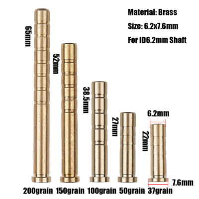 37-200grain Bogenschießen Pfeil Einsätze Kupfer Gewicht ID6.2mm Pfeilschaft DIY