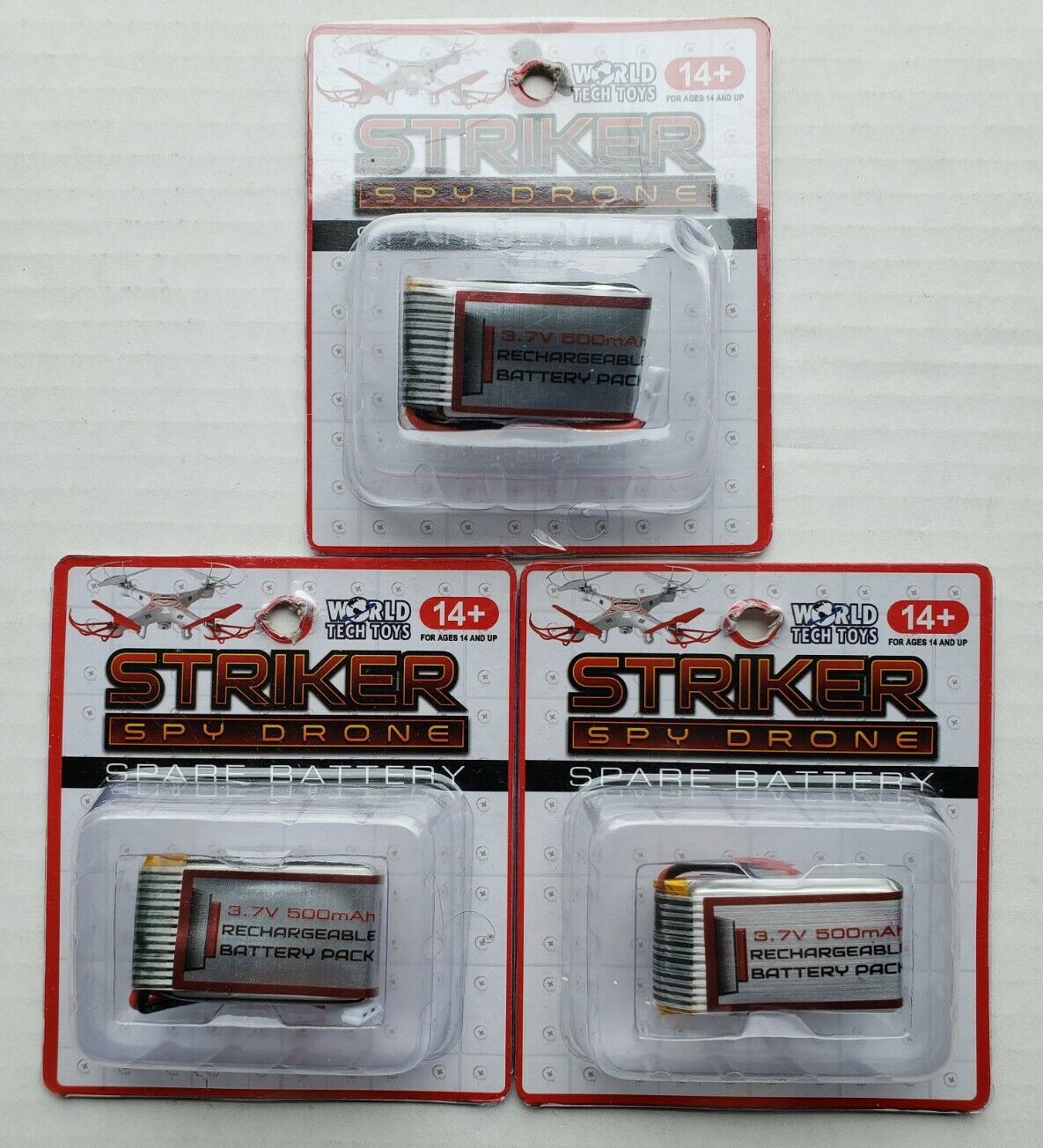 World Tech Toys Striker Spy Drone Spare Replacement 3.7V Battery Lot of 3 New