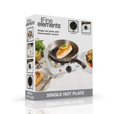 FINE ELEMENTS SINGLE HOT PLATE NON SLIP FEET CAST IRON QUICK HEAT WHITE 1500W