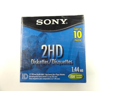SONY 2HD DISKETTES 1.4 MB MICRO FLOPPY DISK FACTORY SEALED 10 PACK NOS