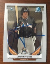 JUSTIN TWINE 2014 BOWMAN CHROME AUTOGRAPHED SIGNED AUTO BASEBALL CARD CDP41