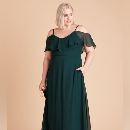 Abito lungo midi Birdy Grey Jane convertibile chiffon verde smeraldo taglia XL - Foto 3 di 13