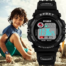 Kids Waterproof Digital Sports Watches LED Electron Luminous Watch Alarm Date US