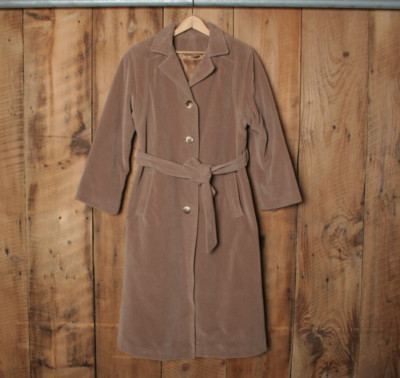 Vintage ELEGANT FASHIONS Camel Brown Kashmiraj Velour Belted
