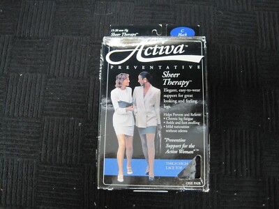 Activa H2263 Sheer Lace Thigh High CT Socks-15-20 mmHg-BK-C