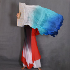 300cm Long Fan Veil Bellydance Silk Fan Veil Pairs Professional Dance Silk Veil