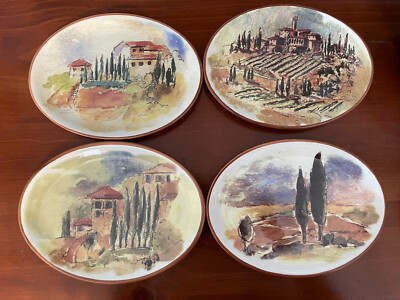 4 Williams-Sonoma Appetizer Tidbit Plates Italy Tuscan Oval Portugal 6 X8 