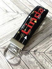 Monogram Key Fob/ Black/gold/ Arrow/ Wristlet