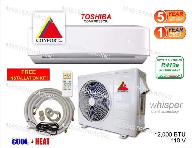 12,000 BTU Ductless Air Conditioner, Heat Pump Mini Split 110V 1 Ton  With/Kit | eBay