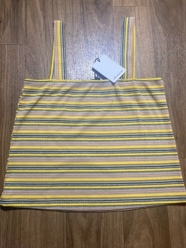 Olivaceous Tube Tank Top Womens Small Yellow Beige Striped Stretch NWT - Picture 5 of 9