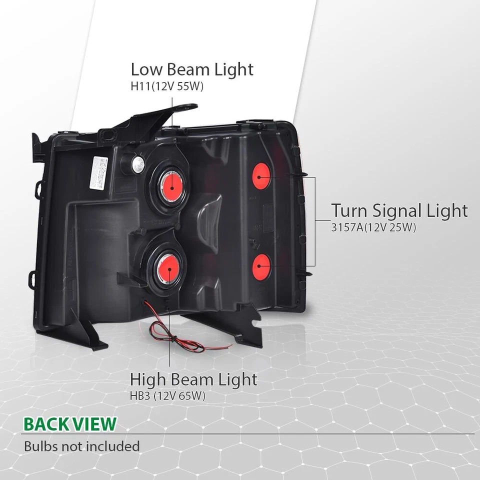 Fit for 2007-2013 Chevy Silverado 1500 2500 LED DRL Tube Headlights Black - Image 3 of 4