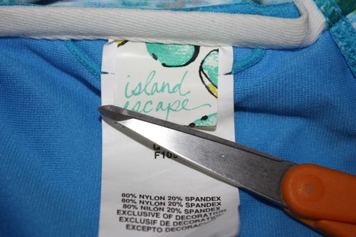 Island Escape Gr. 10 Neckholder Tankini Schwimmen Oberteil blau grün geometrisch leicht wattiert - Bild 6 von 6