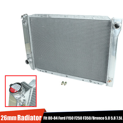 561 26mm Aluminum Radiator For 1980-84 Ford F150 F250 F350 Bronco 5.0L ...