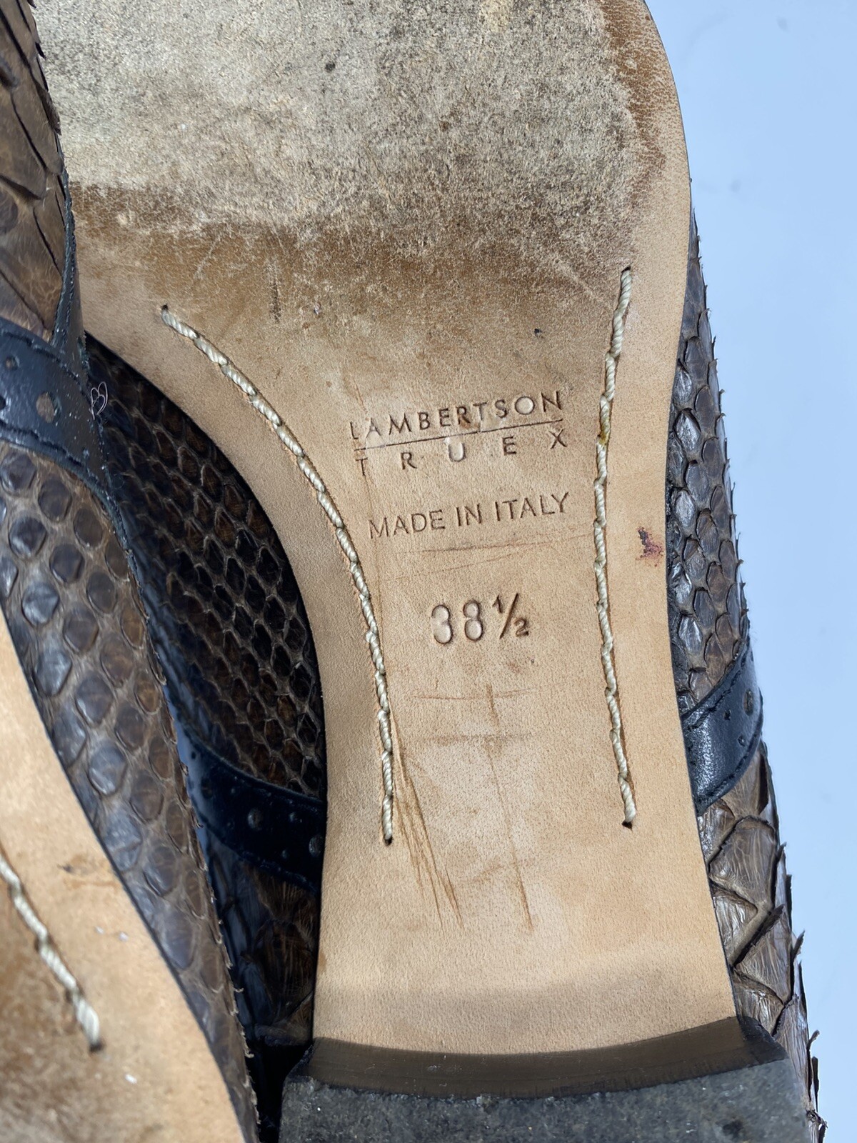 Lamberston Truex Brown Black Python Leather Balle… - image 17