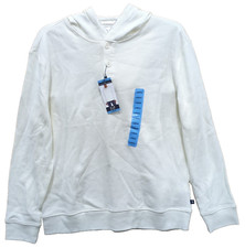 NEW Gap Relaxed Fit Mens Large Super Soft Waffle Henley Hoodie Cream R1-B