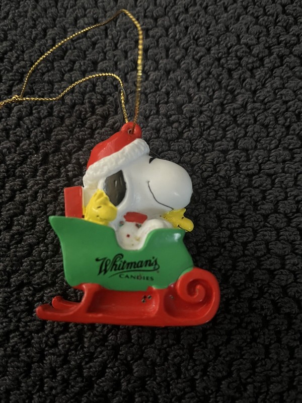 Whitman's Candies Snoopy & Woodstock Christmas Sleigh Ornament