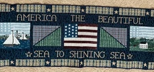 Patriotic AMERICA THE BEAUTIFUL tapestry table runner 13" x 72" 
