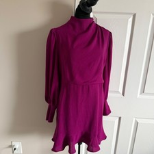 NWT Women's EXPRESS Purple Mock Neck Long Sleeve Formal Dress MSRP $88 SZ L