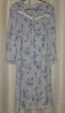Eileen West long sleeve nightgown with a blue floral print lace trim Size S