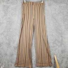 Vintage Windsor Dress Pants Womens Small Beige Striped Wide Leg Boho Y2k Casual