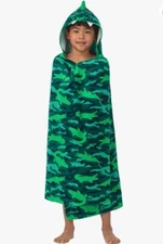 Saint Eve Green Gator Youth Hooded Beach Wrap/Towel 30 x 50 Inch with Mittens