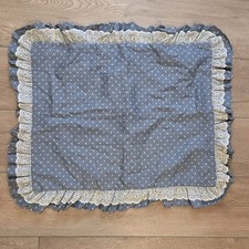 Blue Floral Cream Lace Ruffled Standard Pillow Sham Country Cottage Farmhouse