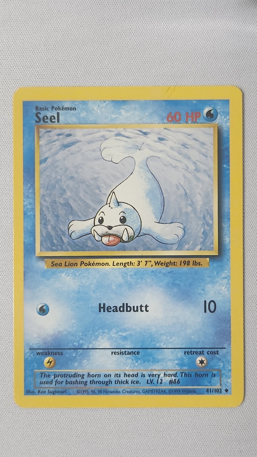 Seel 41/102 Pokemon Card TCG Base Set Unlimited Non Holo MP