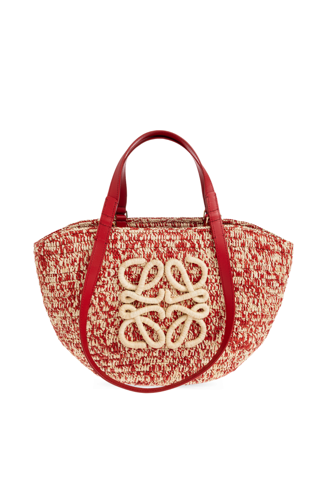 LOEWE Eclipse Medium $1950 Red Raffia Tote Bag New & Authentic