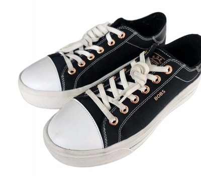 Size 10-Skechers Womens BOBS WINNIE-HIGH RANKING 114502 BLACK CANVAS