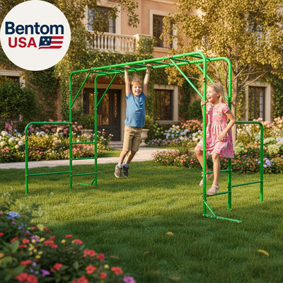 Outdoor Monkey Bars for Backyard with Gymnastics Bars, 400Lbs Heavy Duty Metal M