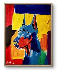 Original Art Dober 14x11 Unique Abstract Expressionism Wall Art Canvas