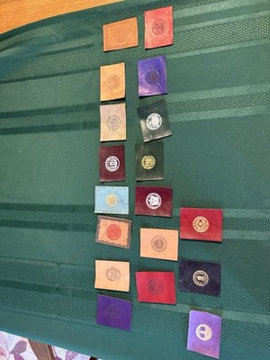 c1910 state seal tobacco leathers.  Set of 17 states and Cherokee Nation. 