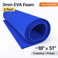 Blue EVA Foam Sheets 3mm 2 Pack 18x51 Cosplay Armor Craft Prop Foam 245 kg/m 